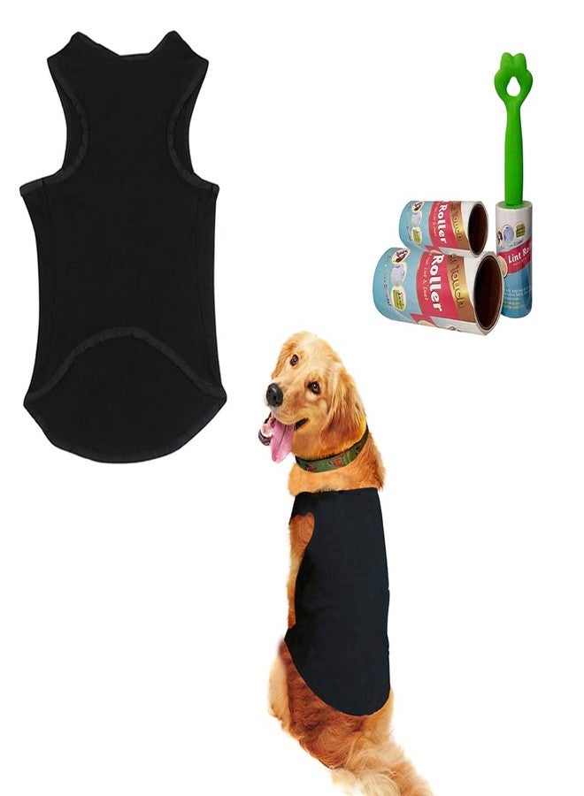 Sage Square Dog T-Shirt with Lint Roller| Comfortable & Breathable Dog Clothing & Lint Roller Set for Dog Hair Removal, Clothes (XXL - 28 inch,Black) - Image 1